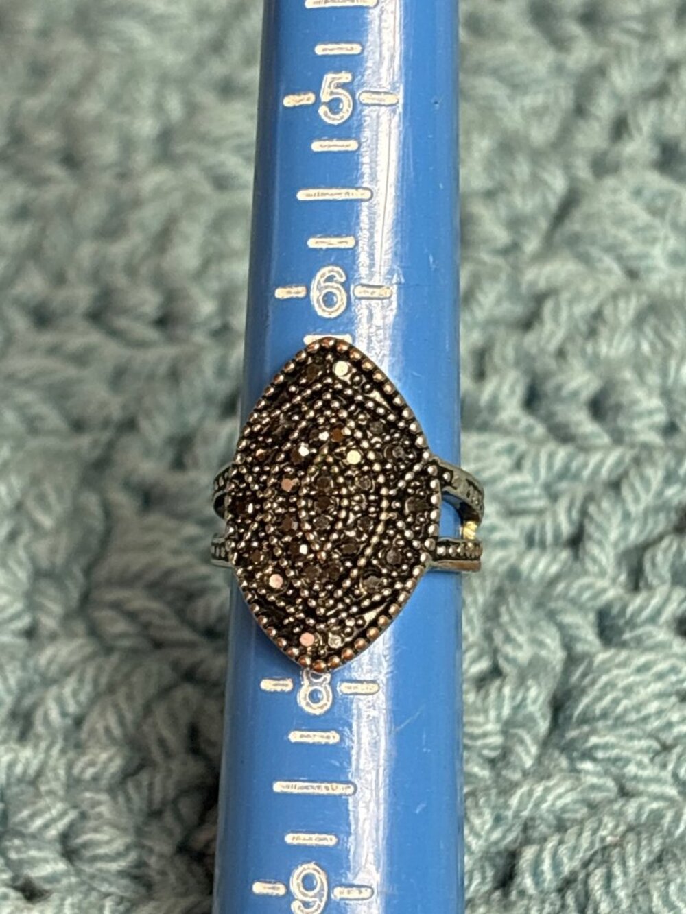 Vintage Silvertone Rhinestone Pave Ring Size 7.25 Some Overall Wear